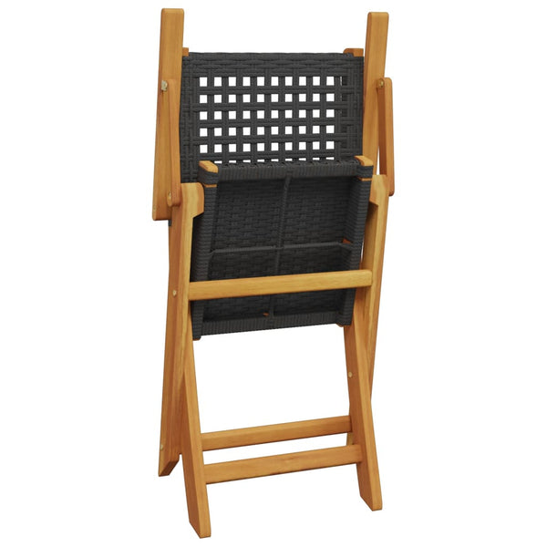 Cadeiras de jardim 2 pcs madeira acácia maciça e vime PE preto