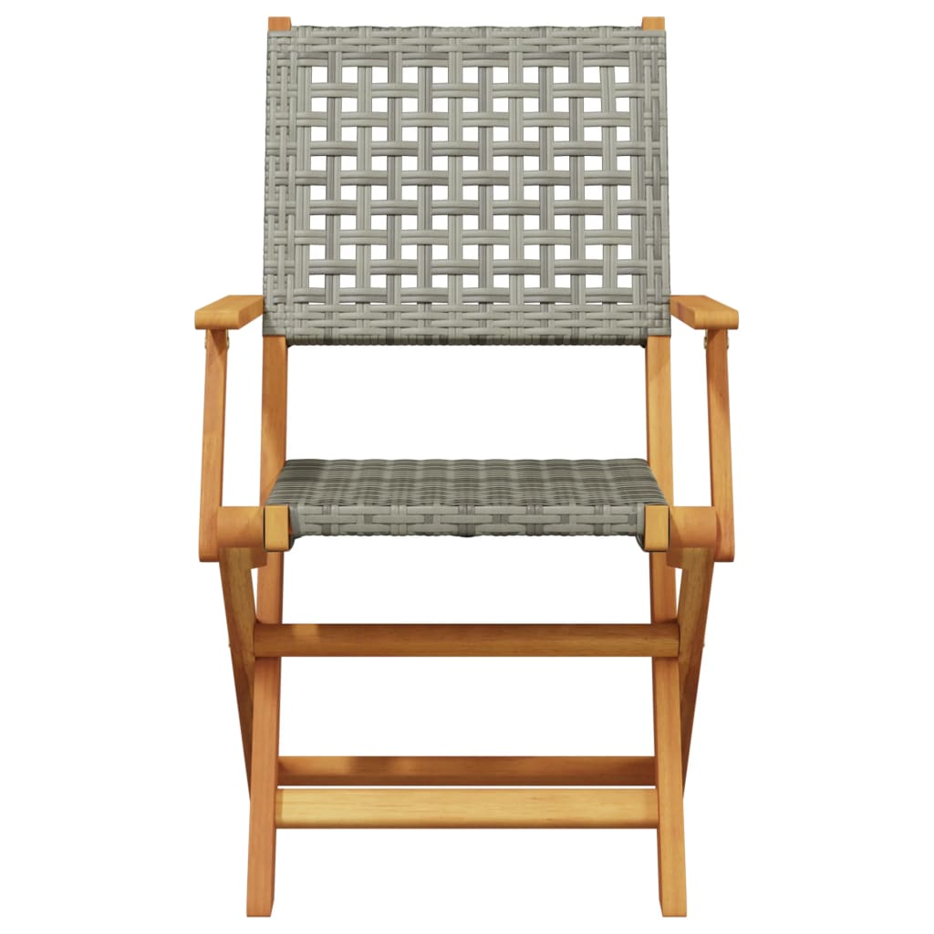 Cadeiras de jardim 2 pcs madeira acácia maciça e vime PE cinza