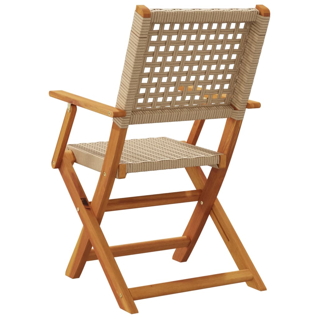 Cadeiras de jardim 2 pcs madeira acácia maciça e vime PE bege