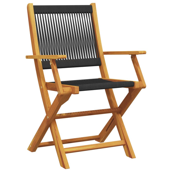 Cadeiras de jardim 2 pcs acácia maciça e polipropileno preto