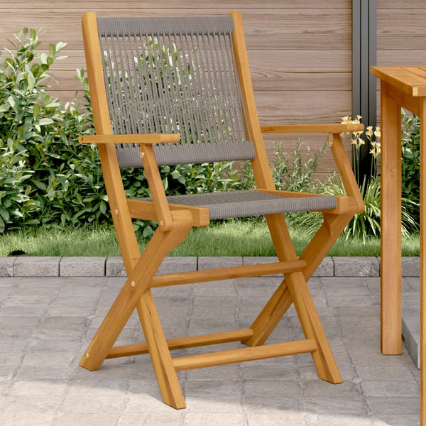 Cadeiras de jardim 2 pcs acácia maciça e polipropileno cinzento