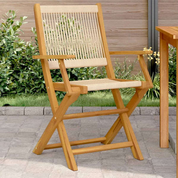 Cadeiras de jardim 2 pcs acácia maciça e polipropileno bege