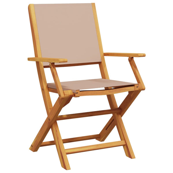 Cadeiras de jardim 2 pcs acácia maciça/tecido cinza-acastanhado