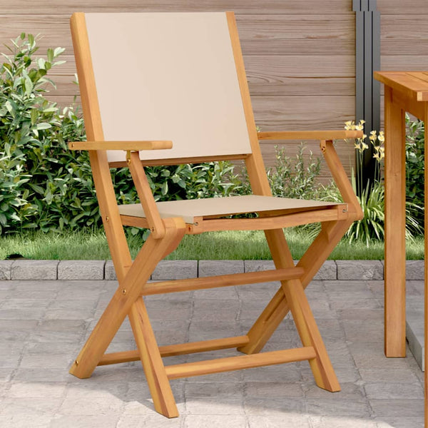 Cadeiras de jardim 2 pcs acácia maciça/tecido bege