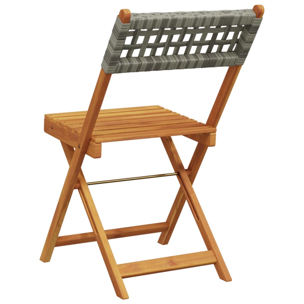 Cadeiras de bistrô 2 pcs madeira acácia maciça e vime PE cinza