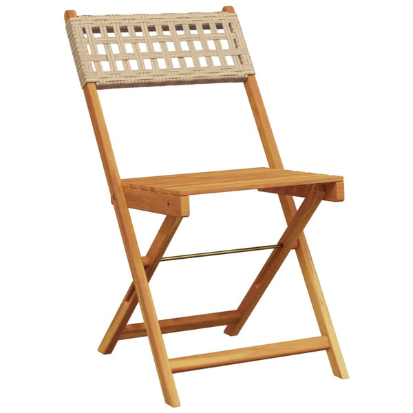 Cadeiras de bistrô 2 pcs madeira acácia maciça e vime PE bege