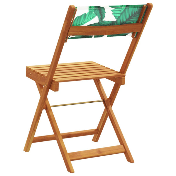 Cadeiras de bistrô 2 pcs acácia maciça/tecido padrão de folhas