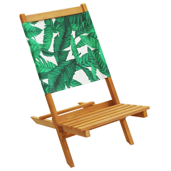 Cadeiras de jardim 2 pcs acácia maciça/tecido padrão de folhas