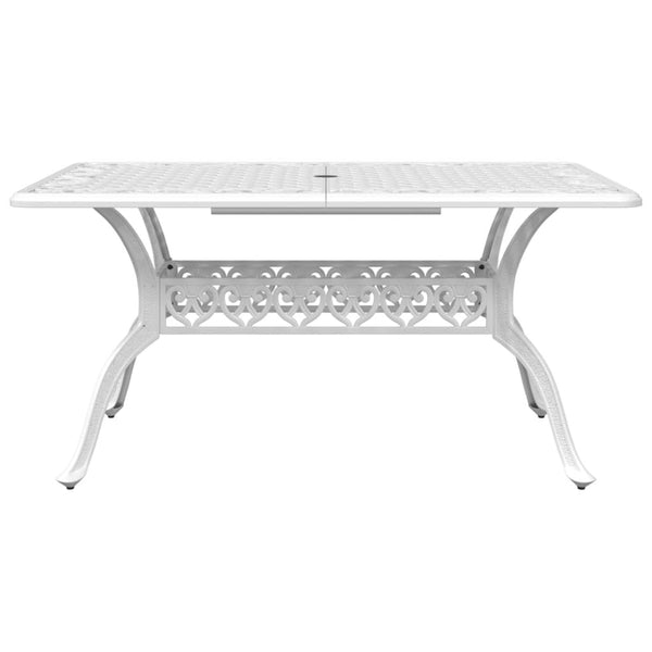 Mesa de jardim 150x90x72 cm alumínio fundido branco