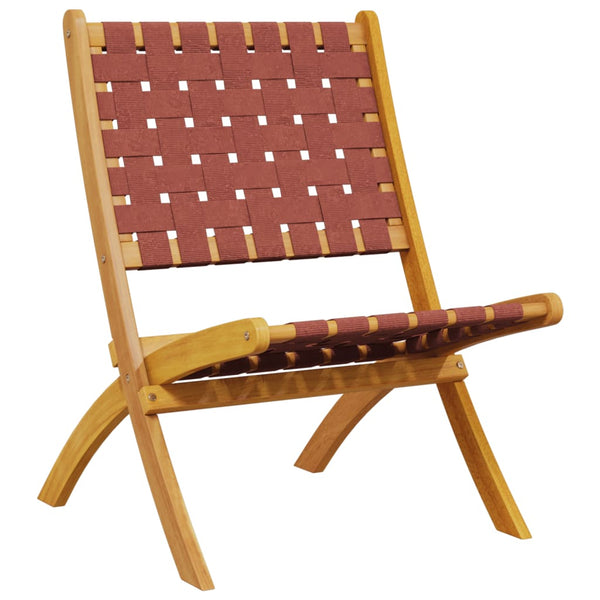 Cadeiras de jardim dobráveis 2pcs acácia maciça/tecido vermelho