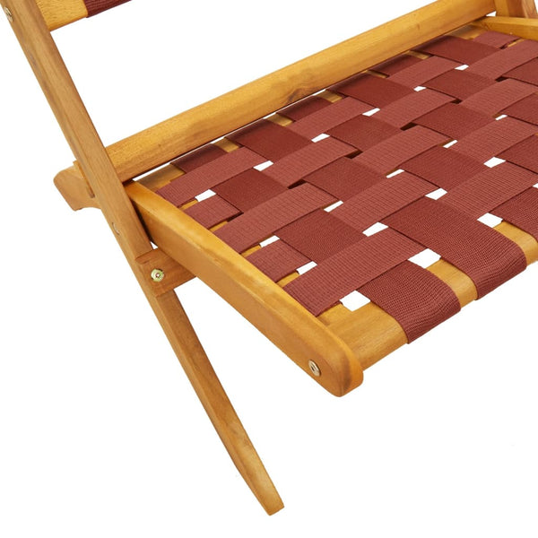 Cadeiras de jardim dobráveis 2pcs acácia maciça/tecido vermelho