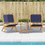 Cadeiras jardim dobráveis 2pcs acácia maciça/tecido azul-escuro
