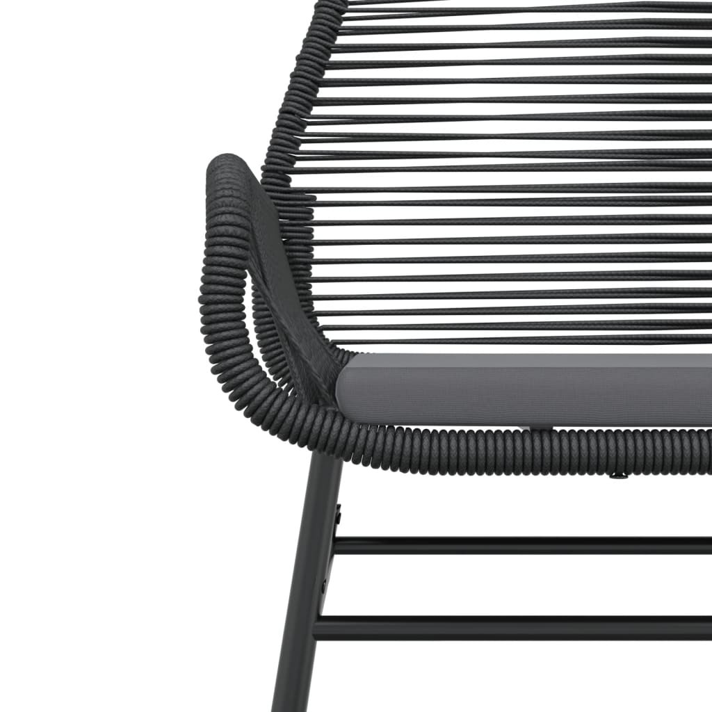 Cadeiras de jardim com almofadões 2 pcs vime PE preto