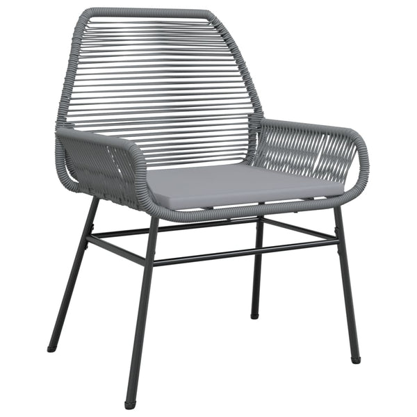 Cadeiras de jardim 2 pcs c/ almofadões vime PE cinzento