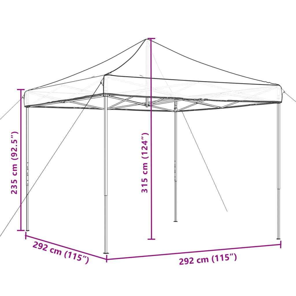 Tenda para festas pop-up dobrável 292x292x315 cm castanho