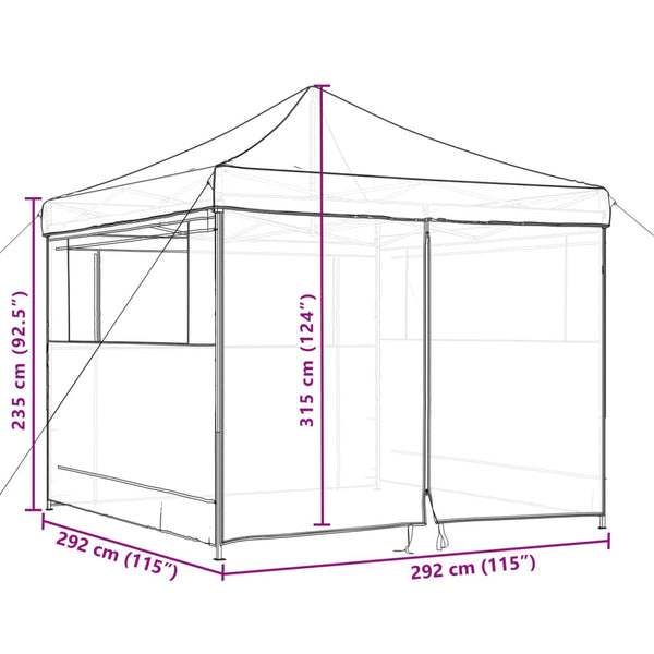 Tenda para festas pop-up dobrável com 4 paredes laterais bege