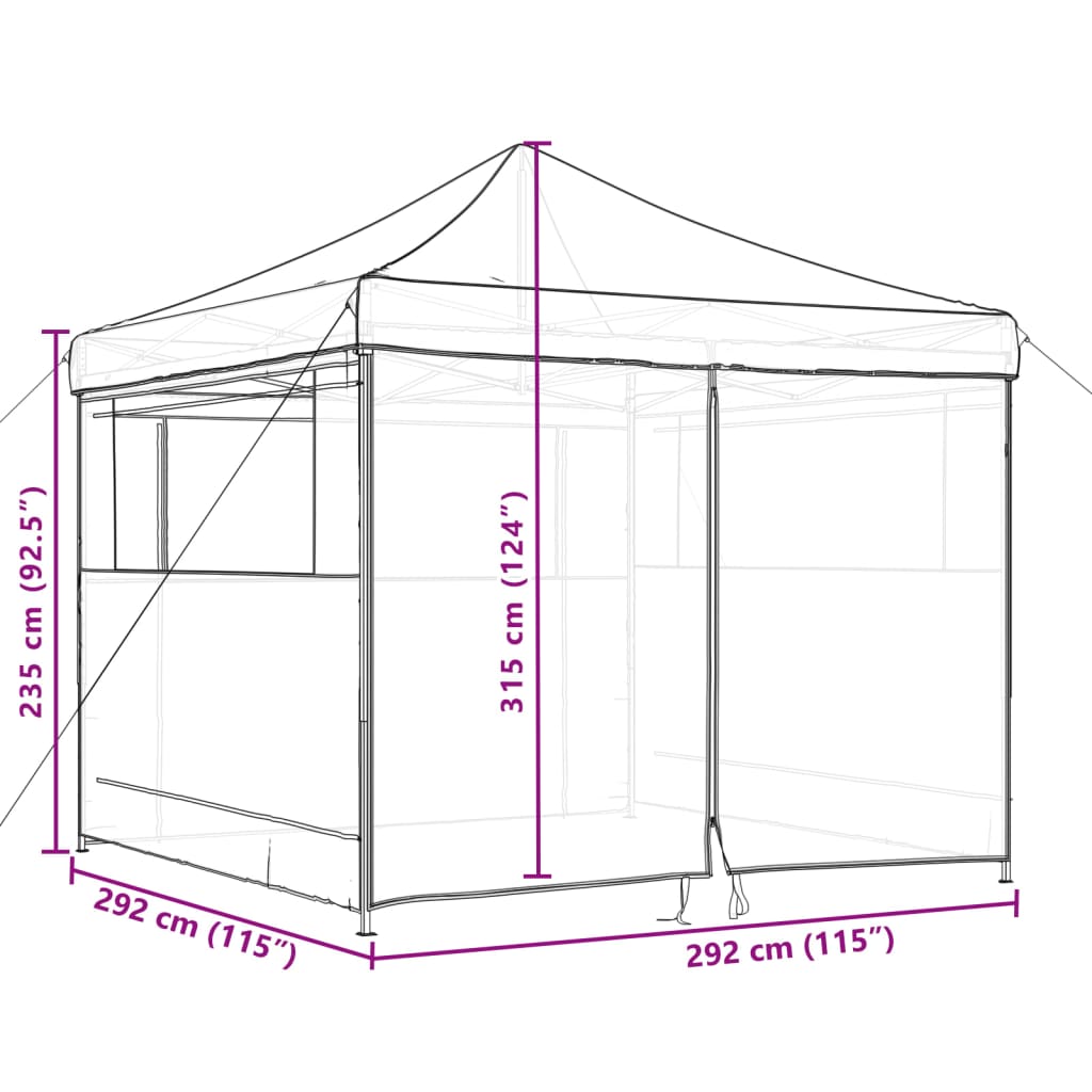 Tenda p/ festas pop-up dobrável c/ 4 paredes cinza-acastanhado