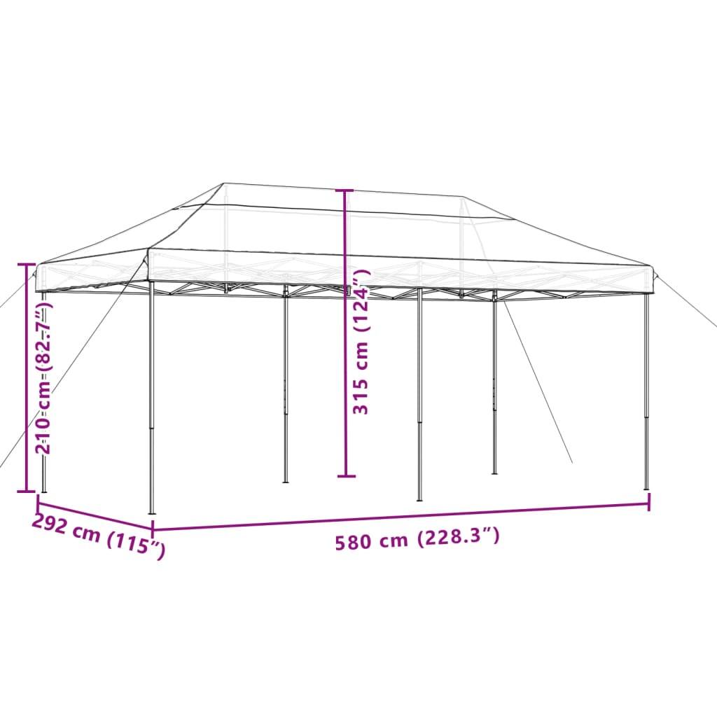 Tenda para festas pop-up dobrável 580x292x315 cm bordô
