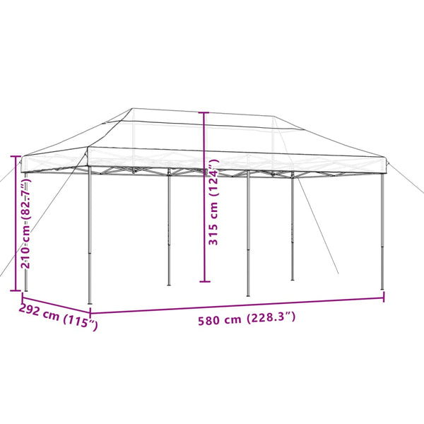 Tenda para festas pop-up dobrável 580x292x315 cm terracotta