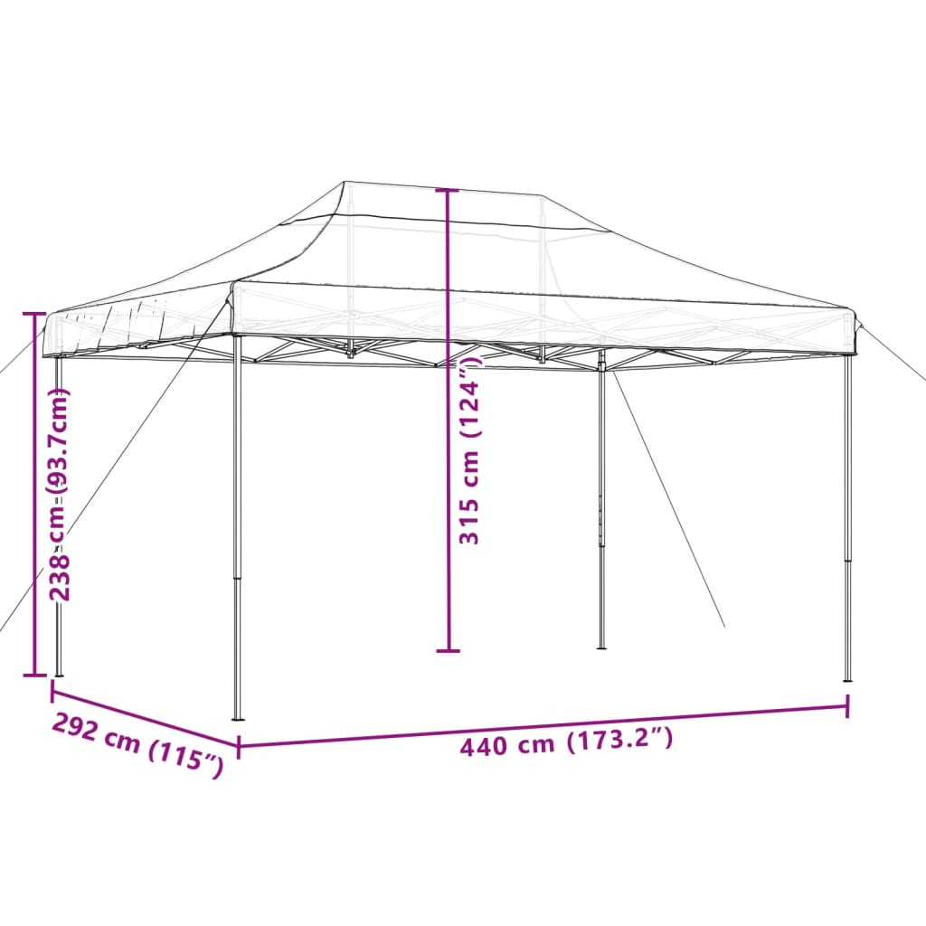 Tenda para festas pop-up dobrável 440x292x315 cm bege