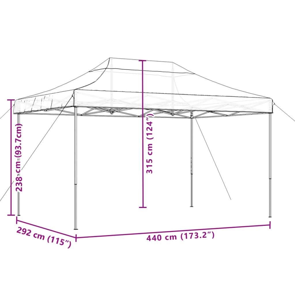 Tenda para festas pop-up dobrável 440x292x315 cm laranja