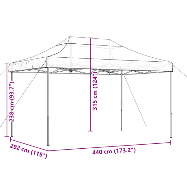 Tenda para festas pop-up dobrável 440x292x315 cm castanho
