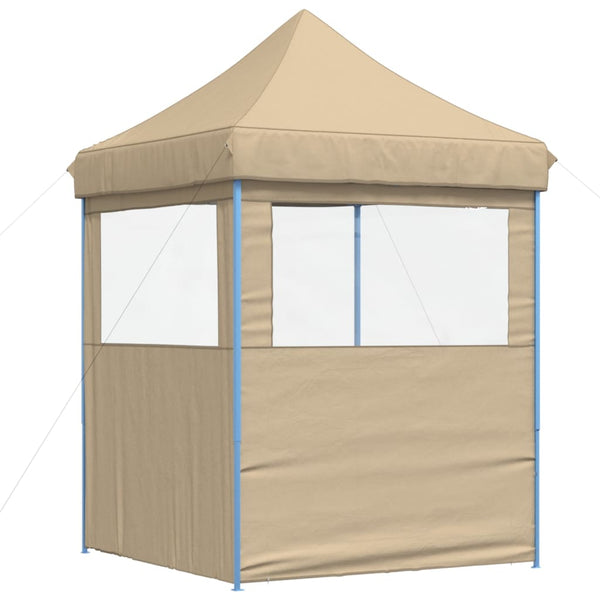 Tenda para festas pop-up dobrável com 2 paredes laterais bege