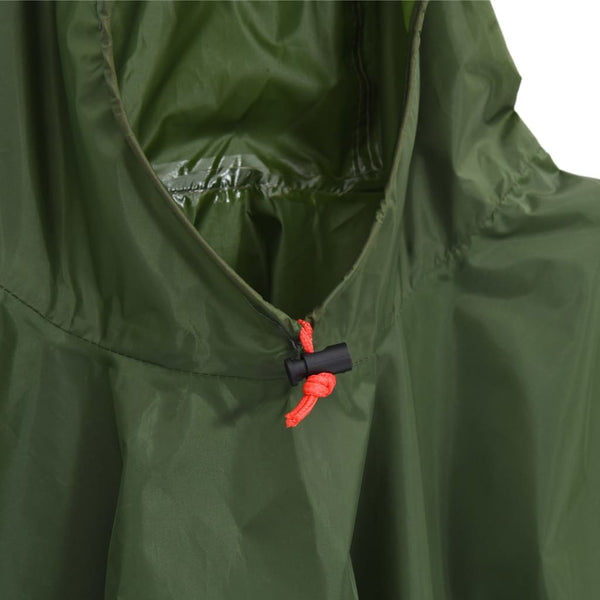 Poncho de chuva com capuz design 2 em 1 223x145 cm verde