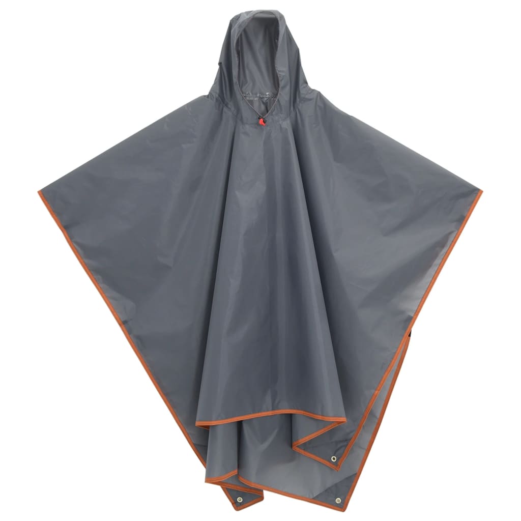 Poncho de chuva com capuz design 2 em 1 223x145cm cinza/laranja