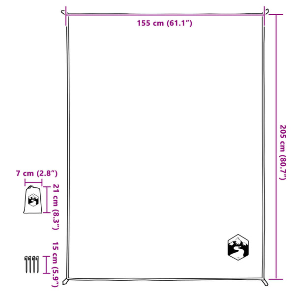 Toalha de piquenique com estacas 205x155 cm cinzento e laranja