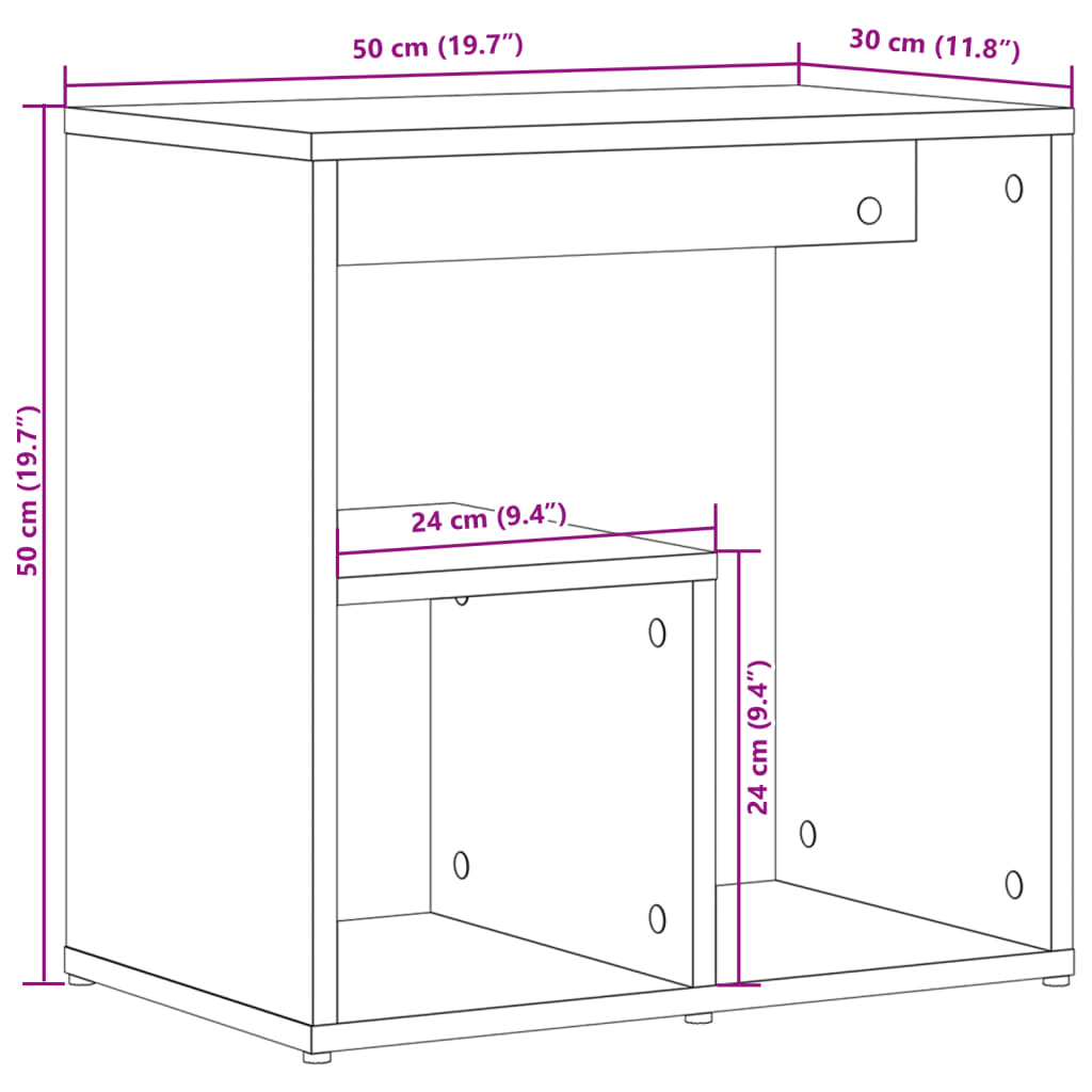 Mesas de apoio 2 pcs 50x30x50cm deriv. madeira cinzento-cimento