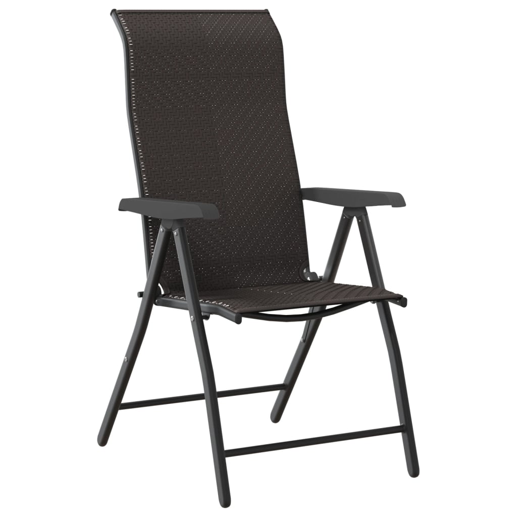 Cadeiras de jardim dobráveis 2 pcs vime PE cor preto café