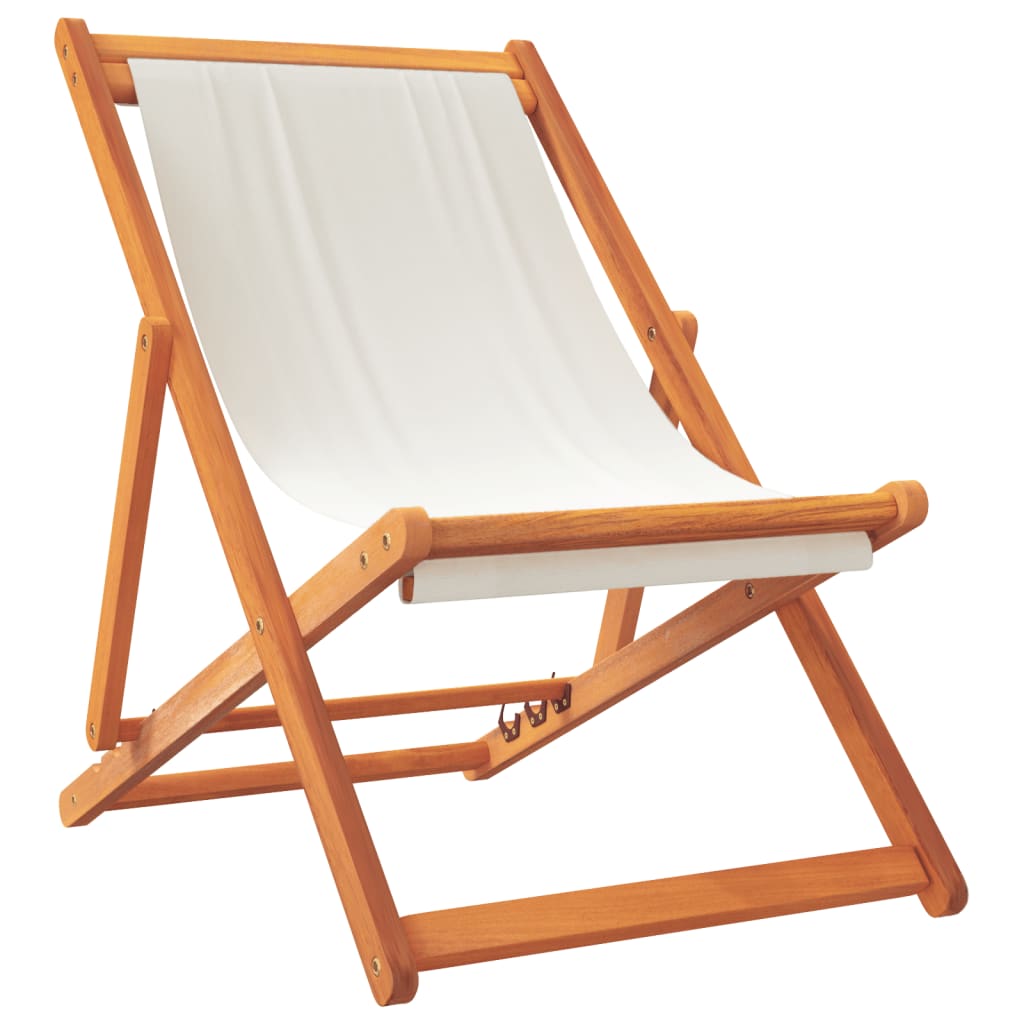 Cadeiras de praia dobráveis 2 pcs tecido branco nata