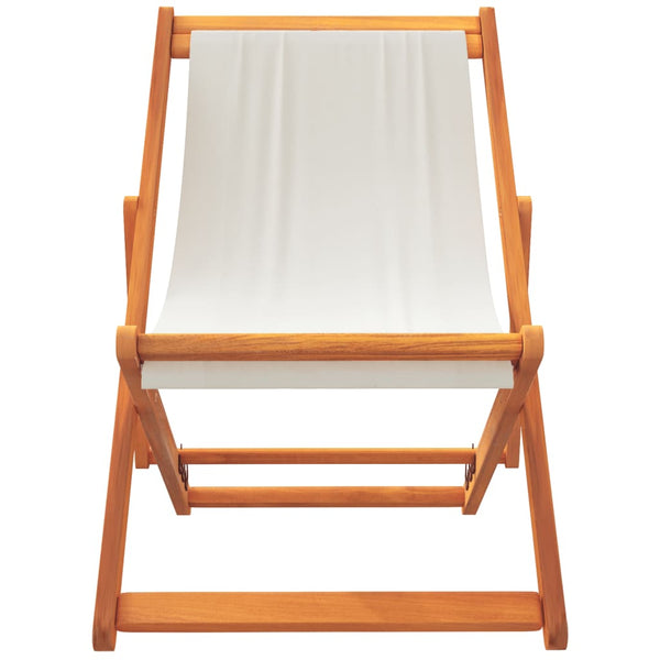 Cadeiras de praia dobráveis 2 pcs tecido branco nata