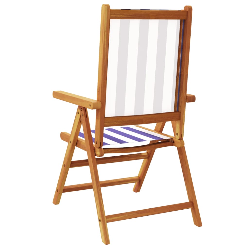 Cadeiras jardim reclin. 4 pcs tecido/madeira maciça azul branco
