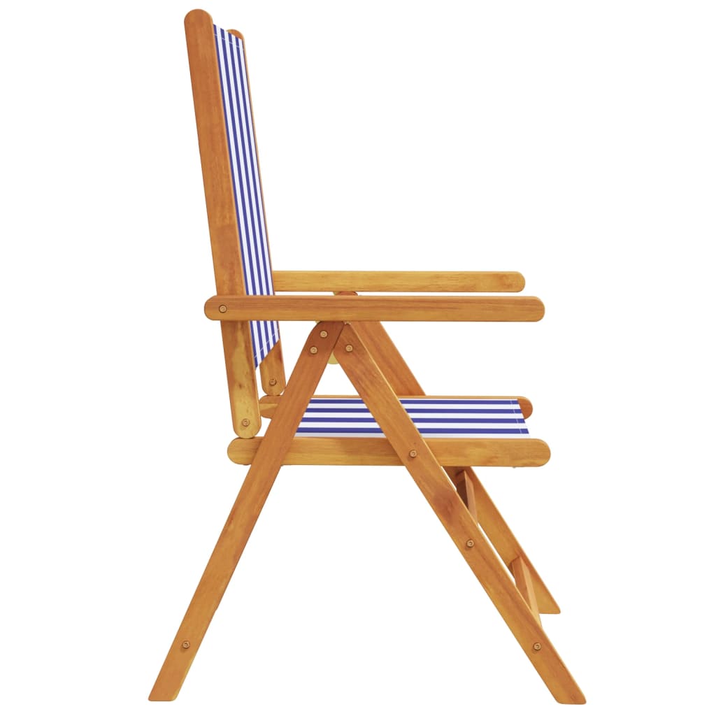 Cadeiras jardim reclin. 6 pcs tecido/madeira maciça azul branco