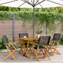 Cadeiras jardim dobráveis 4 pcs vime PE/madeira maciça preto
