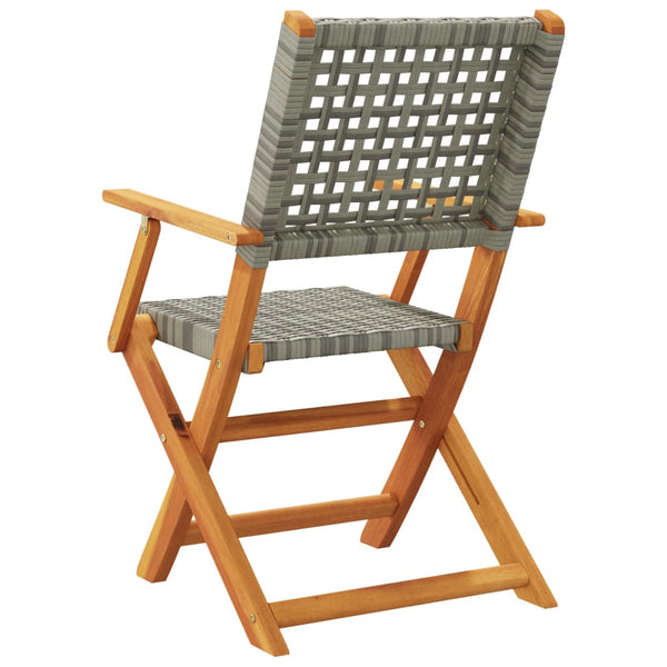 Cadeiras de jardim dobráveis 4 pcs vime PE/madeira maciça cinza