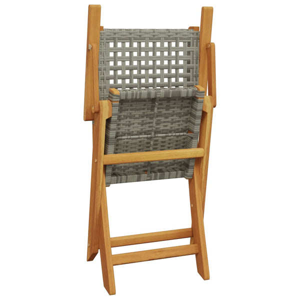 Cadeiras de jardim dobráveis 4 pcs vime PE/madeira maciça cinza