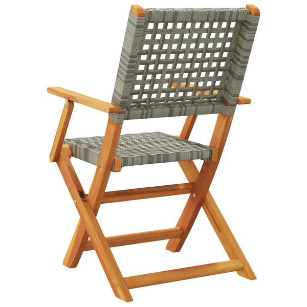 Cadeiras de jardim dobráveis 6 pcs vime PE/madeira maciça cinza