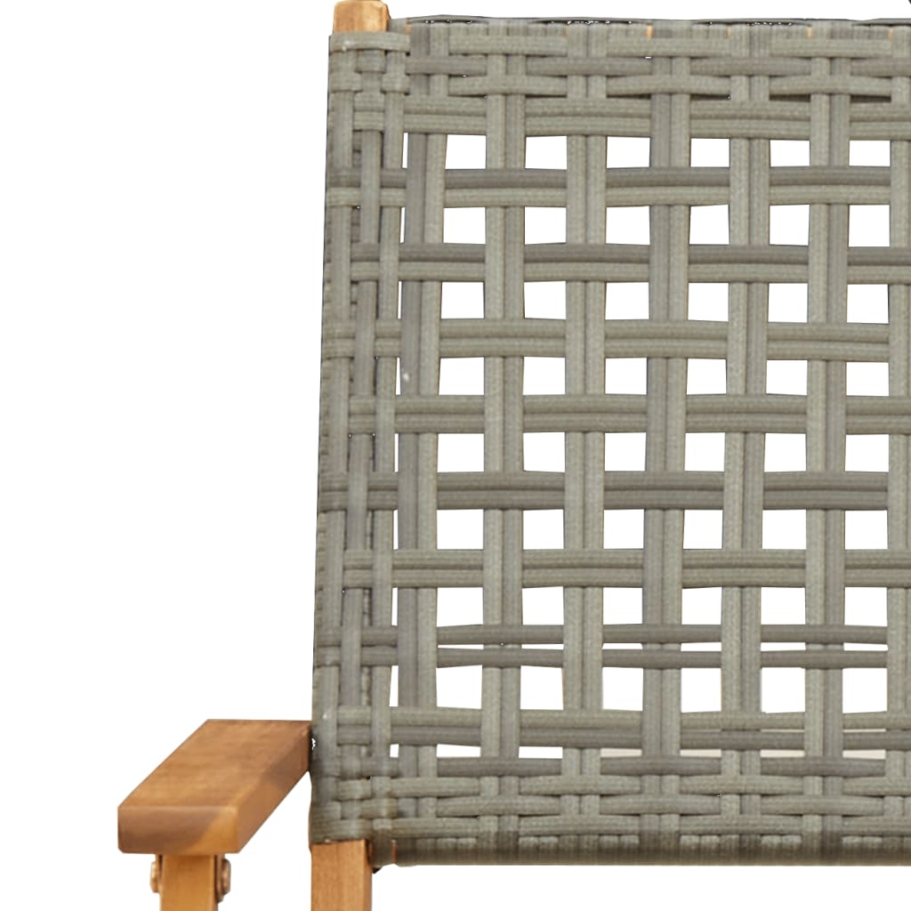 Cadeiras de jardim dobráveis 6 pcs vime PE/madeira maciça cinza