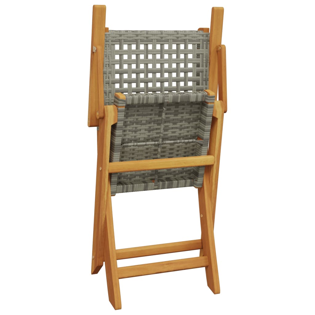 Cadeiras de jardim dobráveis 8 pcs vime PE/madeira maciça cinza