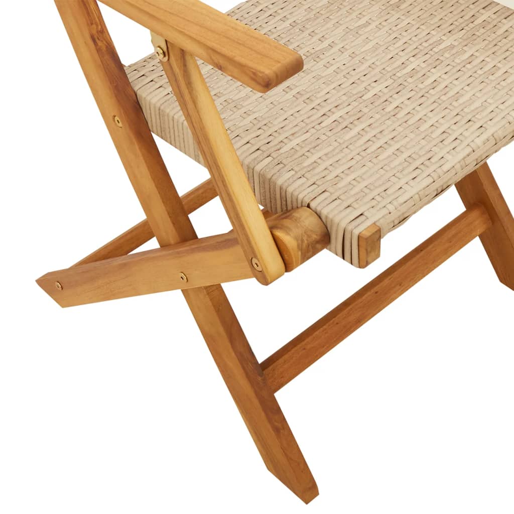Cadeiras de jardim dobráveis 4 pcs vime PE/madeira maciça bege