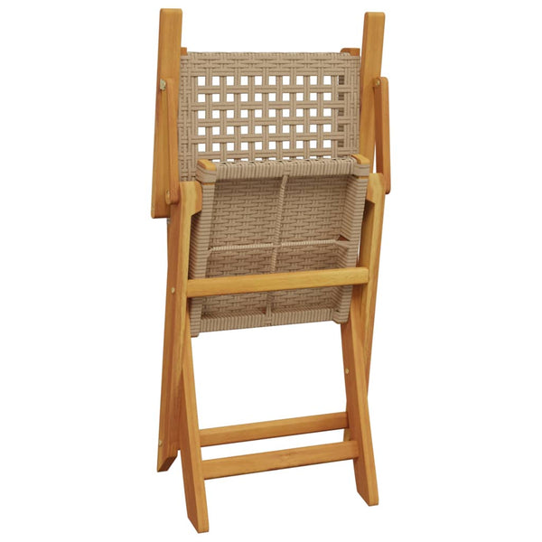 Cadeiras de jardim dobráveis 6 pcs vime PE/madeira maciça bege