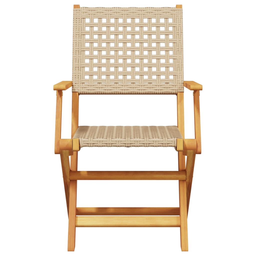 Cadeiras de jardim dobráveis 8 pcs vime PE/madeira maciça bege
