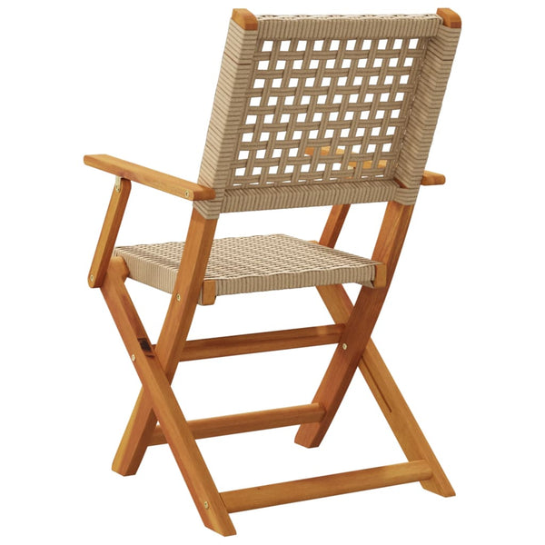 Cadeiras de jardim dobráveis 8 pcs vime PE/madeira maciça bege