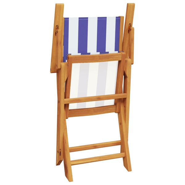Cadeiras de jardim dobráveis 8 pcs tecido/madeira azul e branco