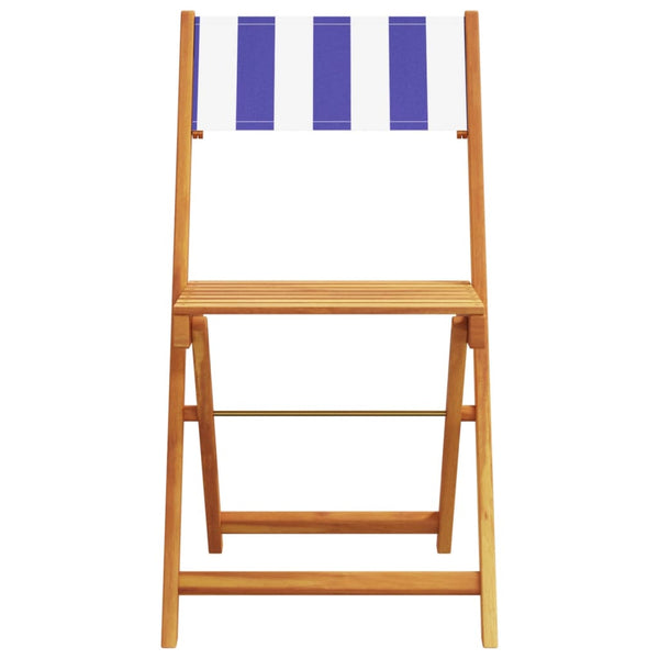 Cadeiras de jardim dobráveis 8 pcs tecido/madeira azul e branco