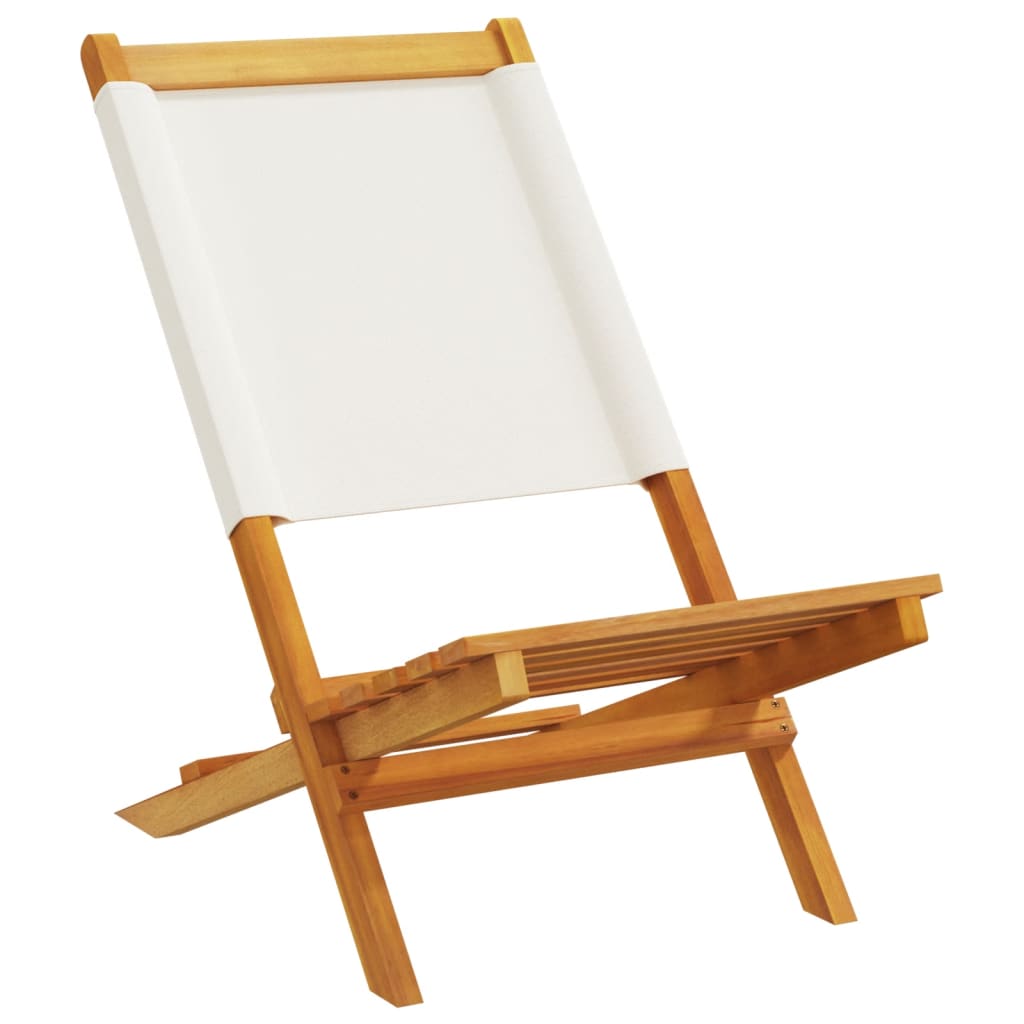 Cadeiras de jardim dobráveis 4 pcs tecido/madeira branco nata