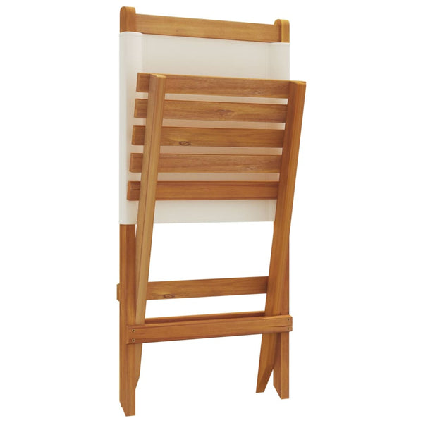Cadeiras de jardim dobráveis 6 pcs tecido/madeira branco nata